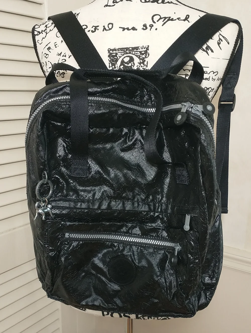 Kipling Backpack To Satchel Convertible, Black Patent, Laptop Pouch, Quality
